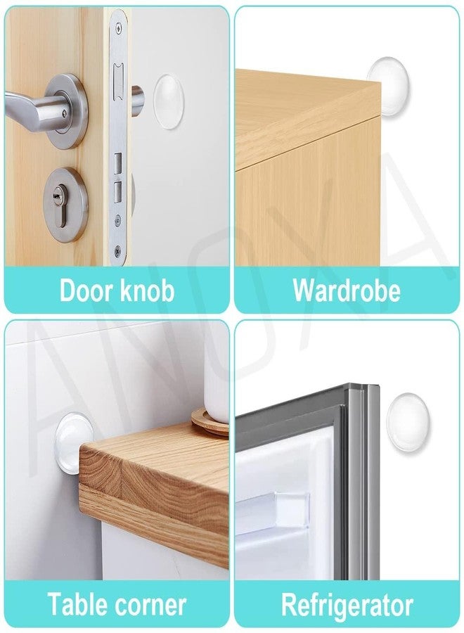 ANOXA 6 Pcs Wall Handle Stopper, Door Stopper, Silicone Clear Round Wall Protector, Self Adhesive Door Bumpers, Door Handles, Wall Bumpers, Refrigerator - Image 4